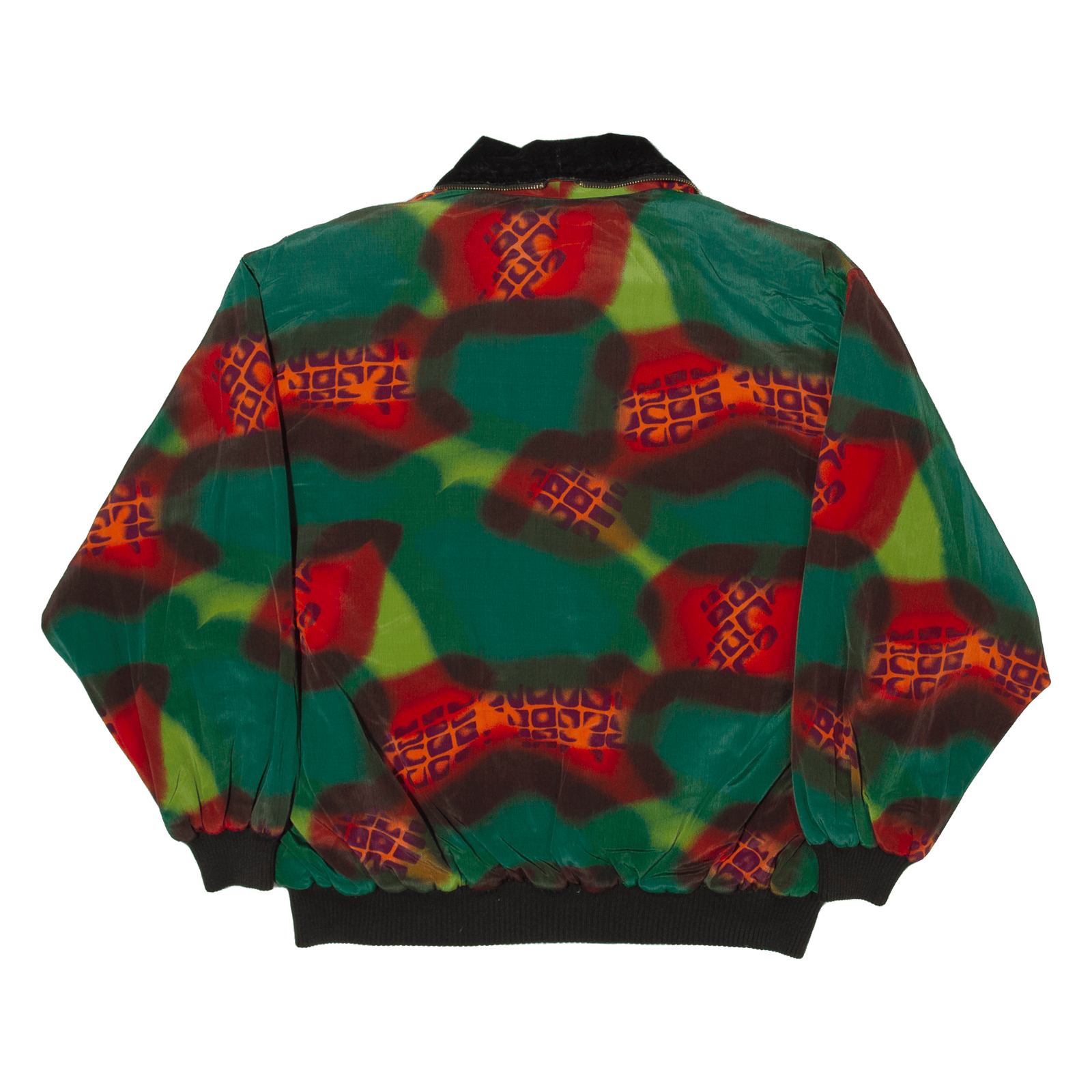 BRAND MINE Bomber Jacket Green Crazy Pattern Womens L – Go Thrift
