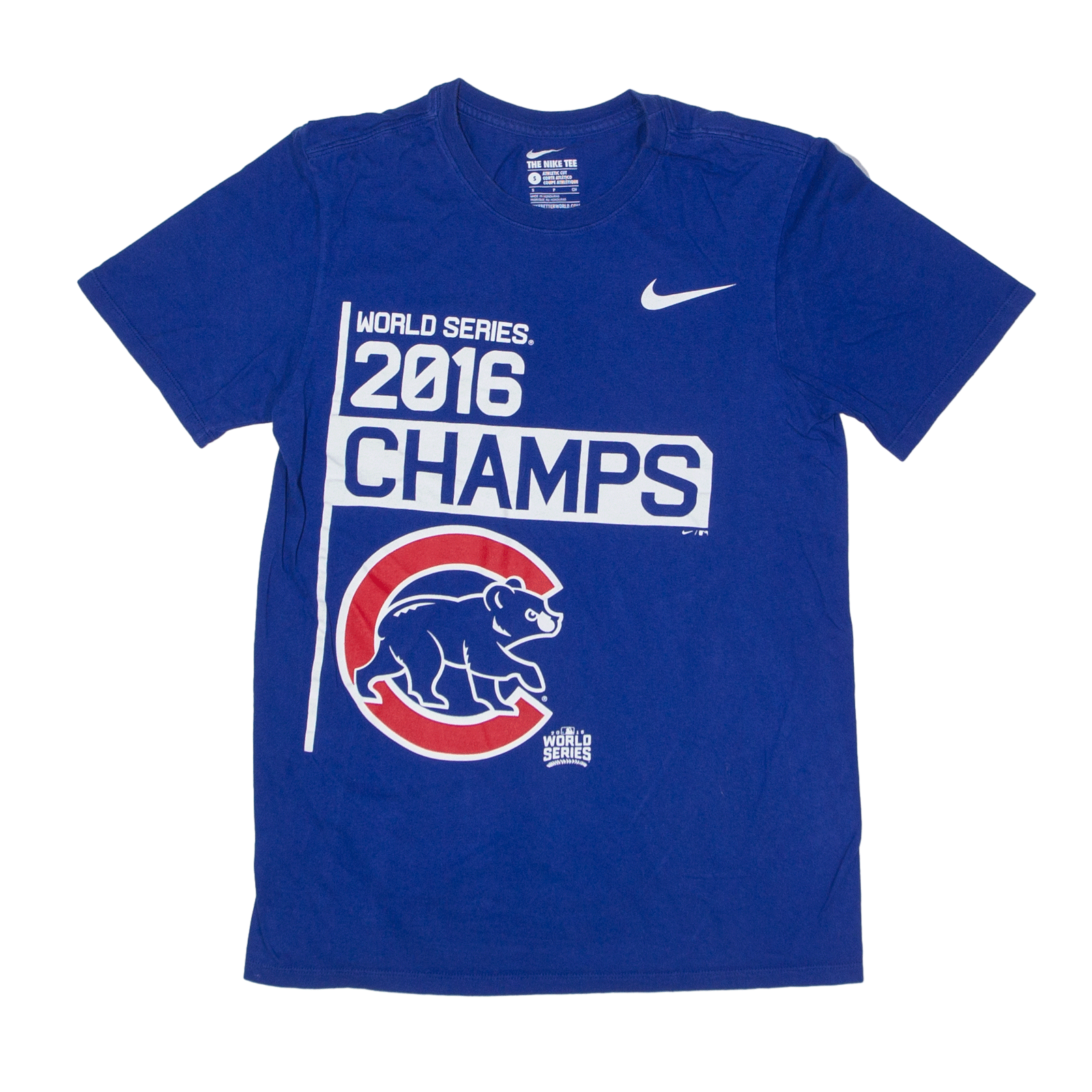 Chicago Cubs Nike 2016 World Champions T Shirt Blue Cotton 