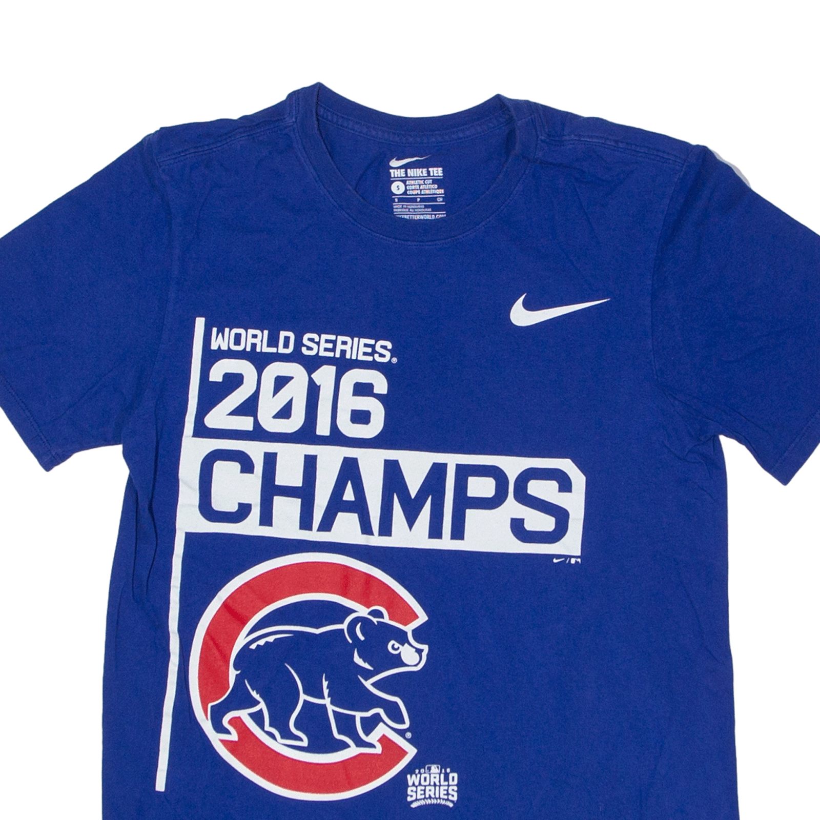 Chicago Cubs Nike 2016 World Champions T Shirt Blue Cotton 