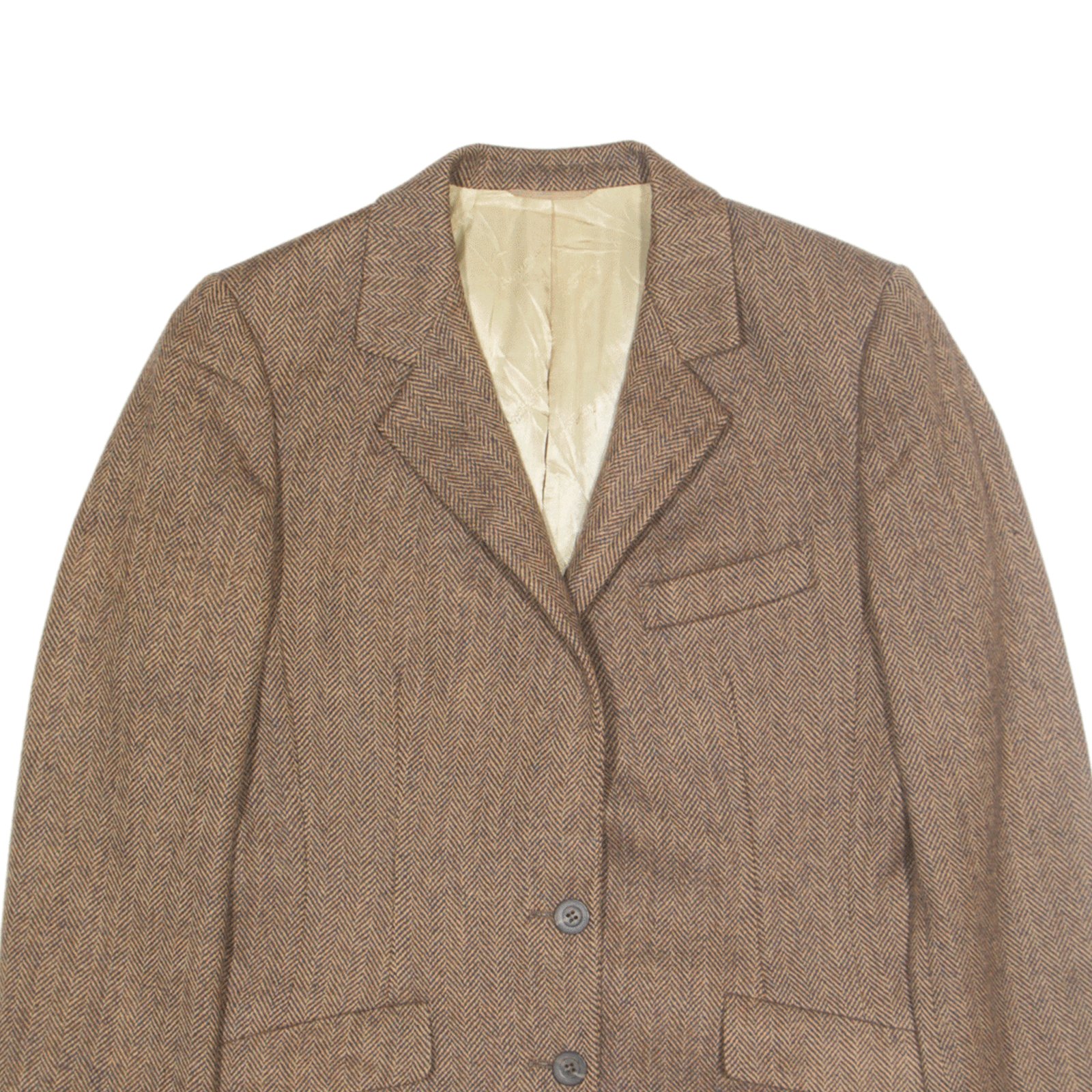 AQUASCUTUM Blazer Jacket Brown Wool 90s Check Womens M Go Thrift