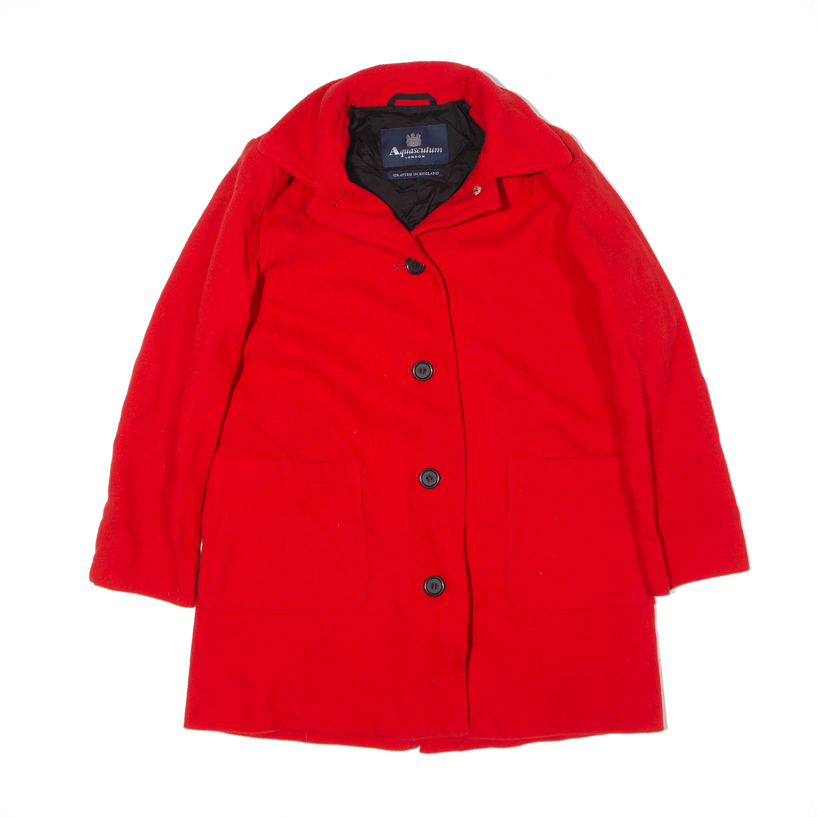 AQUASCUTUM Overcoat Coat Red Wool Womens UK 12 Go Thrift