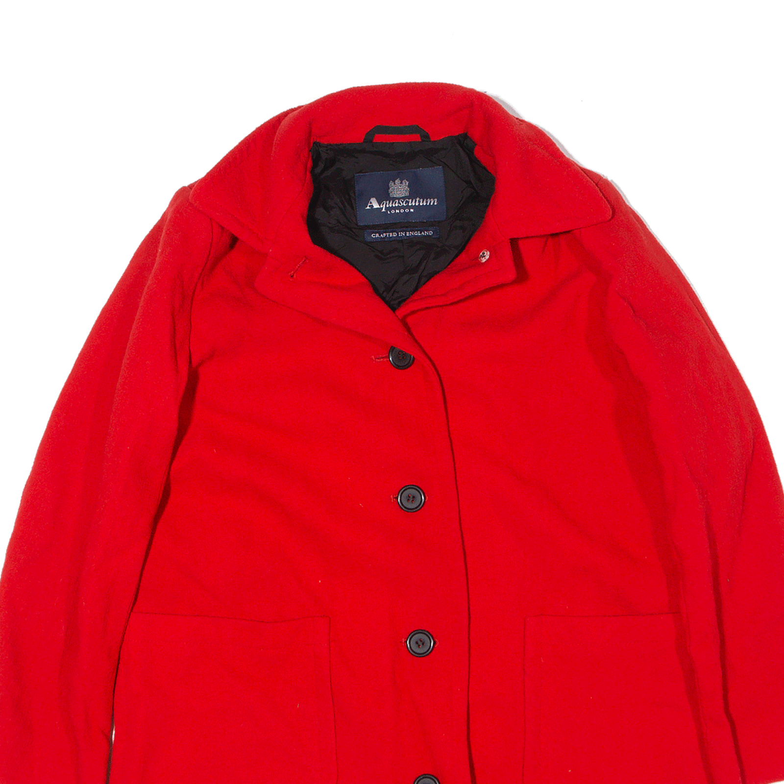 AQUASCUTUM Overcoat Coat Red Wool Womens UK 12 Go Thrift