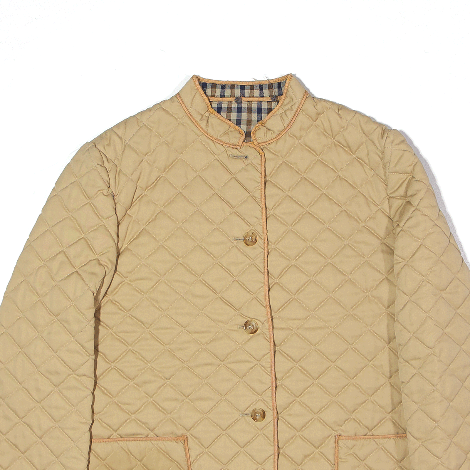 AQUASCUTUM Quilted Jacket Beige Womens M Go Thrift