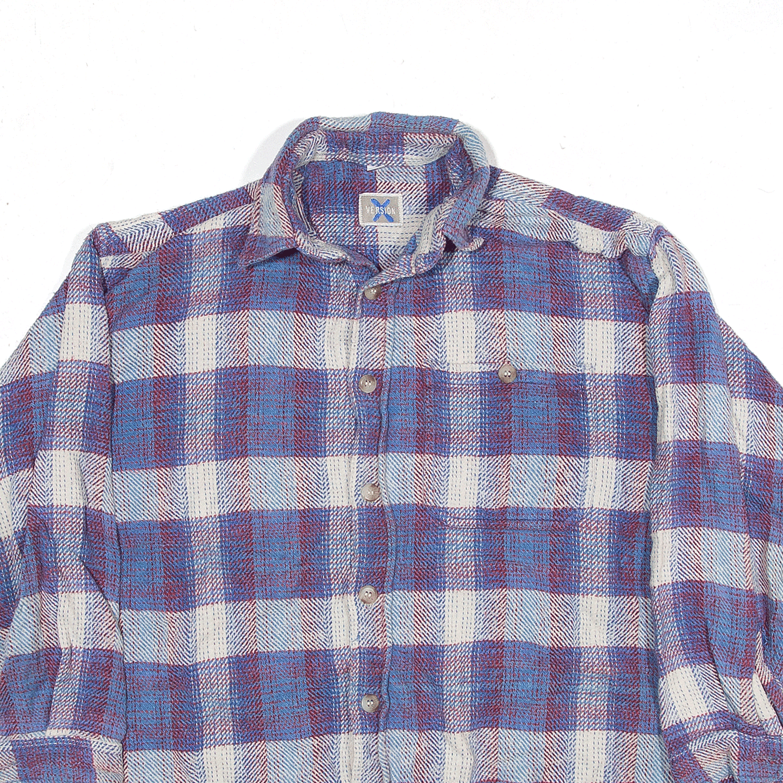 VERSION X Blue Check Flannel Long Sleeve Shirt Boys L – Go Thrift