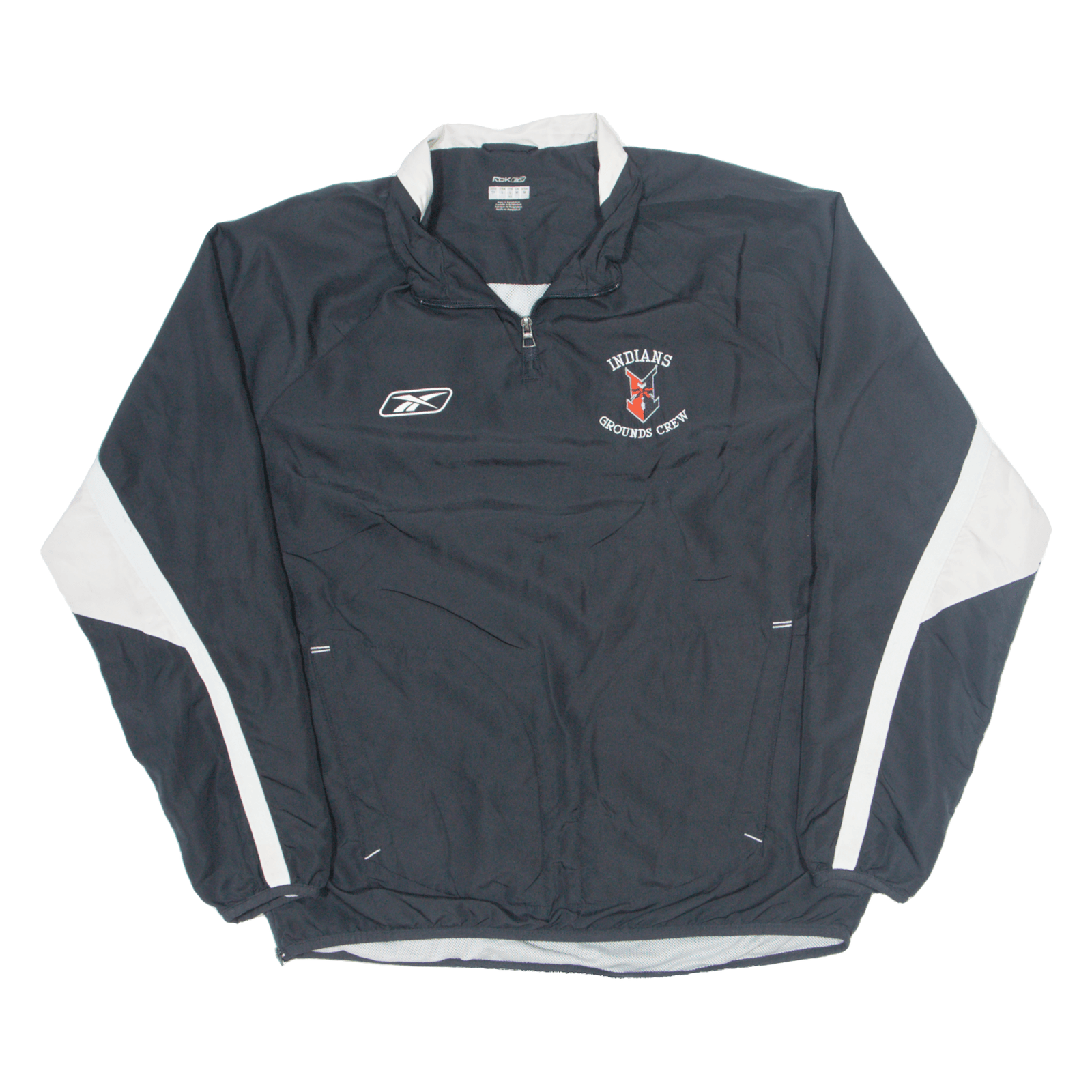 REEBOK Indians Grounds Crew 1/4 Zip Up Mens Pullover Jacket Black USA ...